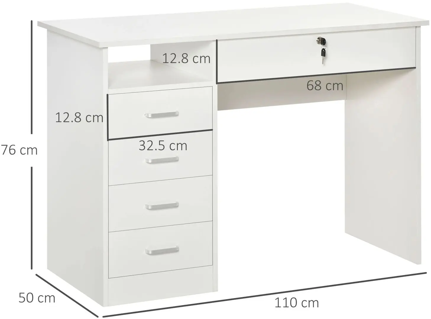 Письменный стол Homcom 836-465WT 110x50x76 cm (White)