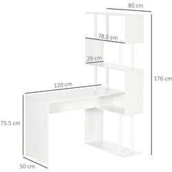Письменный стол Homcom 836-509 120x80x176 cm (White) Thumb
