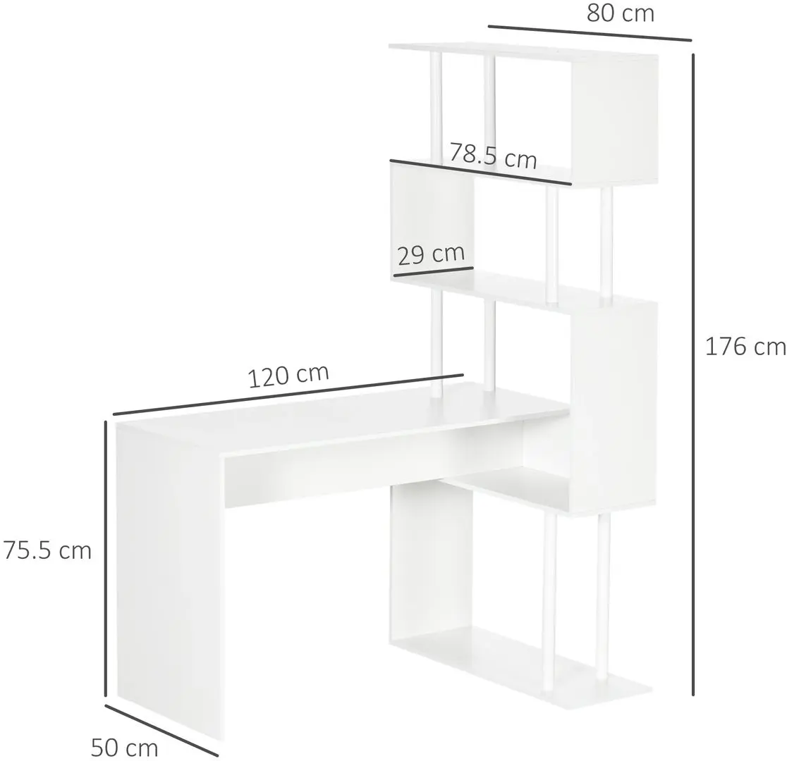 Письменный стол Homcom 836-509 120x80x176 cm (White) - 7