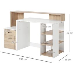 Письменный стол Homcom 920-026YL 140x55x92 cm (Oak/White) Thumb