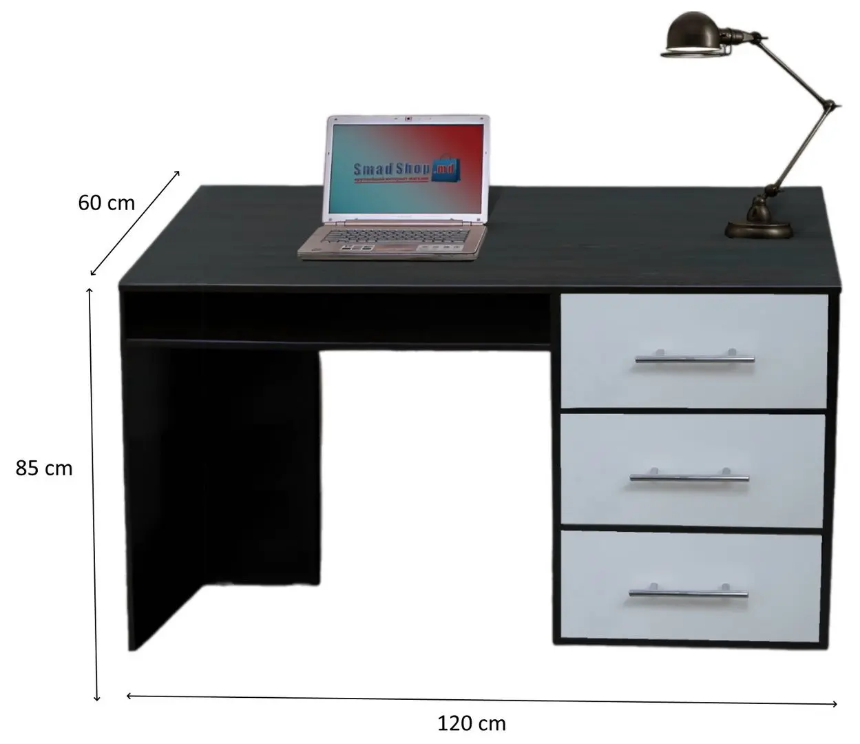 Masa de birou Ideal Mobila 85x120x60 (Wenge/White) - 3