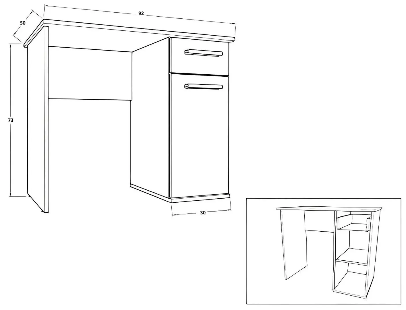Masa de birou Ideal Mobila Daky (Wenge/Sonoma Oak) - 3