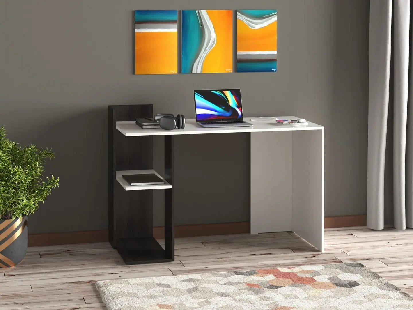 Masa de birou Ideal Mobila Edy (Wenge/White)