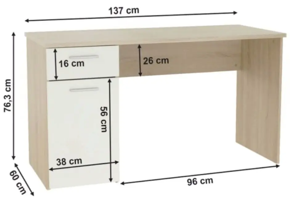 Письменный стол Ideal Mobila SKM 1 (Sonoma Oak/White) - 2