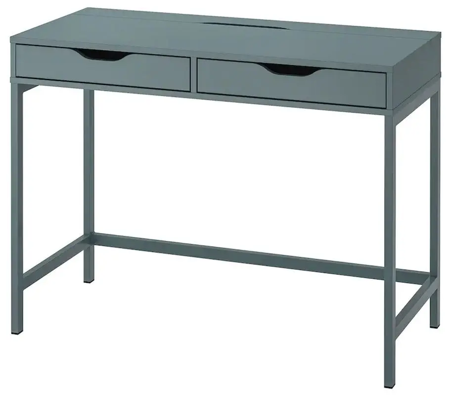 Комплект офисной мебели Ikea Alex/Langfjall/Kallax (Серо-бирюзовый/Черный) - 3