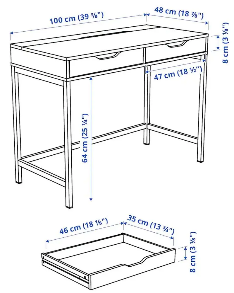 Комплект офисной мебели Ikea Alex/Langfjall/Kallax (Серо-бирюзовый/Черный) - 5