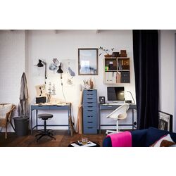 Комплект офисной мебели Ikea Alex/Langfjall/Kallax (Серо-бирюзовый/Черный) Thumb