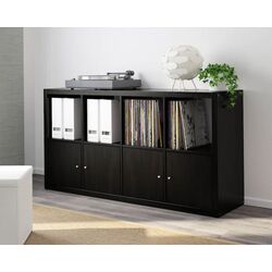 Комплект офисной мебели Ikea Alex/Langfjall/Kallax (Серо-бирюзовый/Черный) Thumb