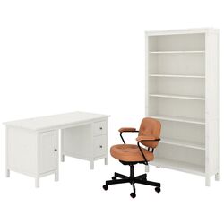Комплект офисной мебели Ikea Hemnes/Alefjall (Белая Морилка/Коричнево-золотистый)