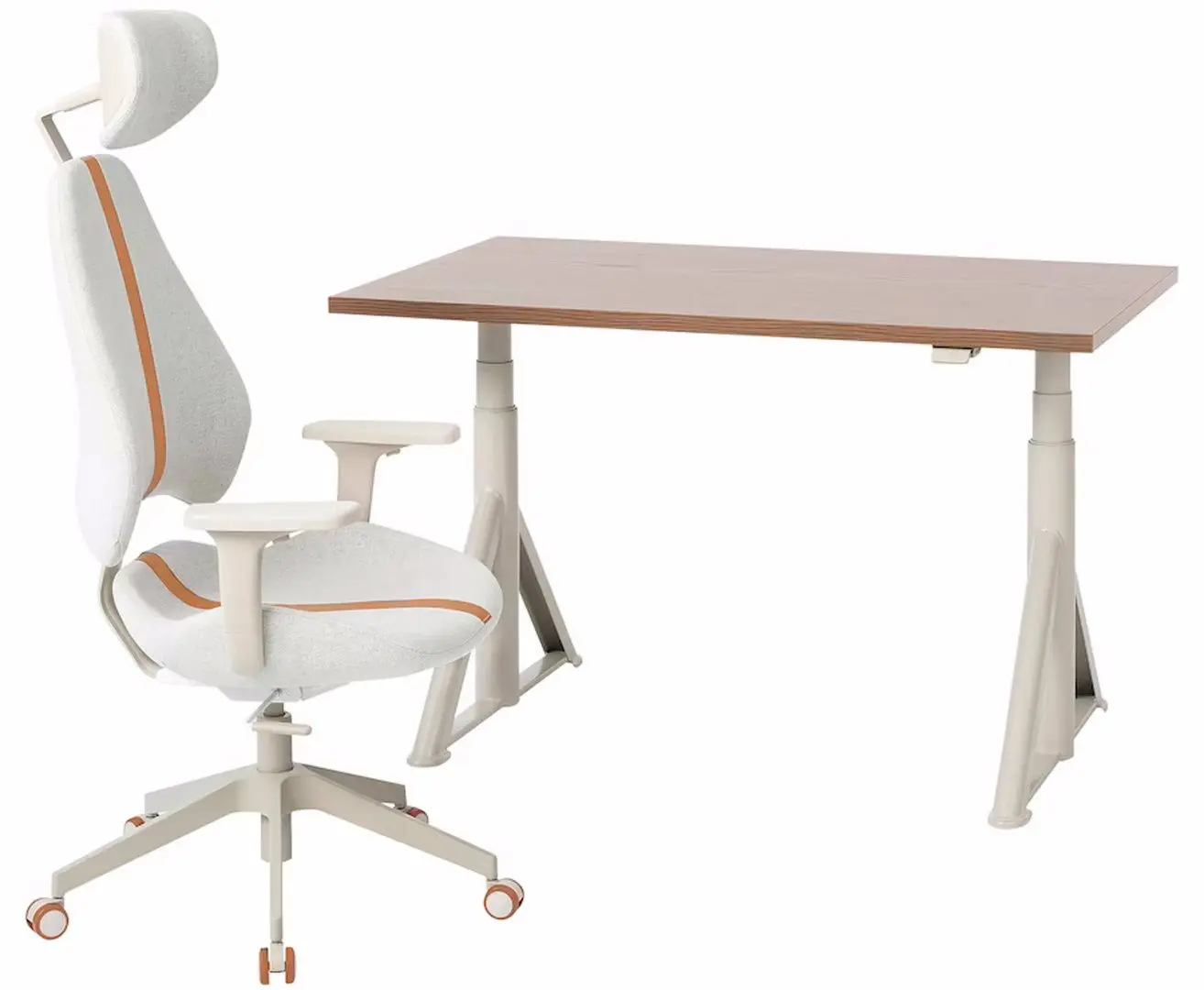 Комплект офисной мебели Ikea Idasen/Gruppspel 120x70 (Коричневый/Бежевый)