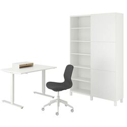 Комплект офисной мебели Ikea Skarsta/Langfjall/Besta/Lappviken (Белый/Серый) Thumb