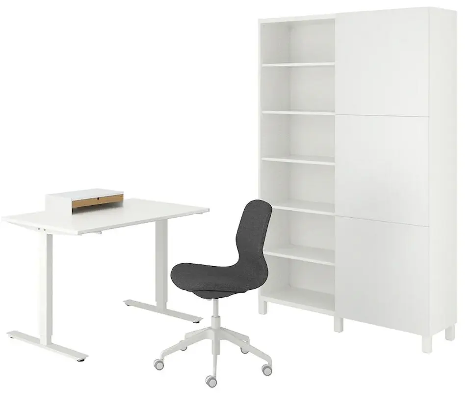 Комплект офисной мебели Ikea Skarsta/Langfjall/Besta/Lappviken (Белый/Серый)