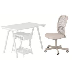 Set de mobila pentru oficiu Ikea Trotten/Flintan (Bej/Alb)