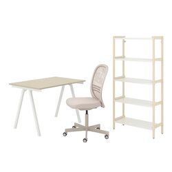Set de mobila pentru oficiu Ikea Trotten/Flintan/Ekenabben (Bej/Alb)