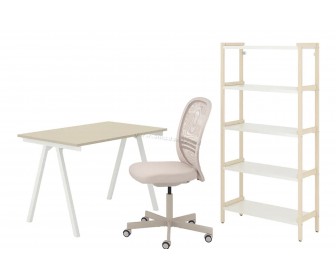 Set de mobila pentru oficiu Ikea Trotten/Flintan/Ekenabben (Bej/Alb)