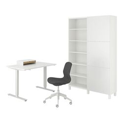 Set de mobila pentru oficiu Ikea Trotten/Langfjall/Lappviken (Alb/Gri)