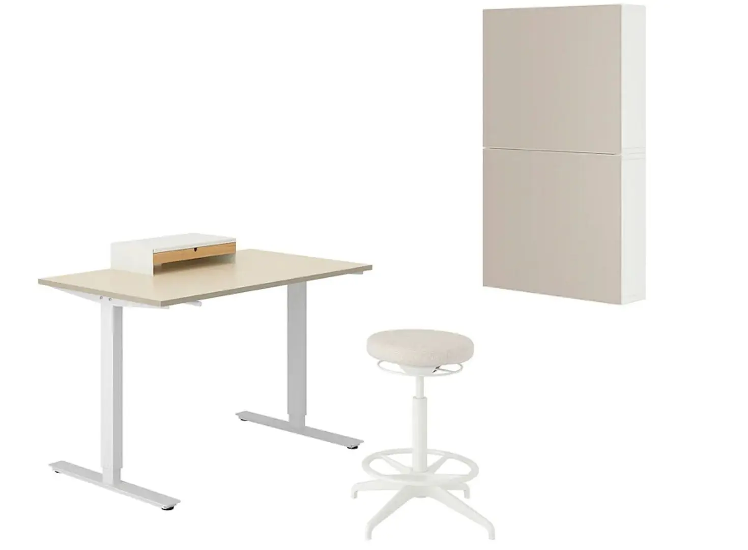 Set de mobila pentru oficiu Ikea Trotten/Lidkullen/Besta/Lappviken (Bej/Alb)