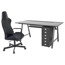 Set de mobila pentru oficiu Ikea Utespelare/Helmer (Negru)