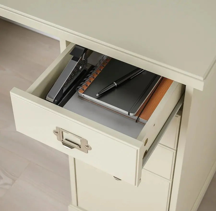 Комплект офисной мебели Ikea Vebjorn/Mullfjallet/Billy/Oxberg (Бежевый/Серый/Белый)