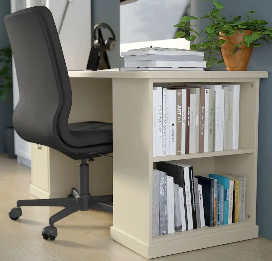 Комплект офисной мебели Ikea Vebjorn/Mullfjallet/Billy/Oxberg (Бежевый/Серый/Белый)