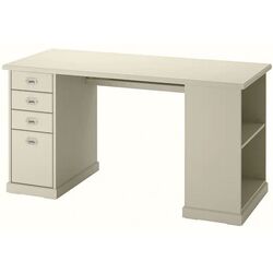 Комплект офисной мебели Ikea Vebjorn/Mullfjallet/Billy/Oxberg (Бежевый/Серый/Белый) Thumb
