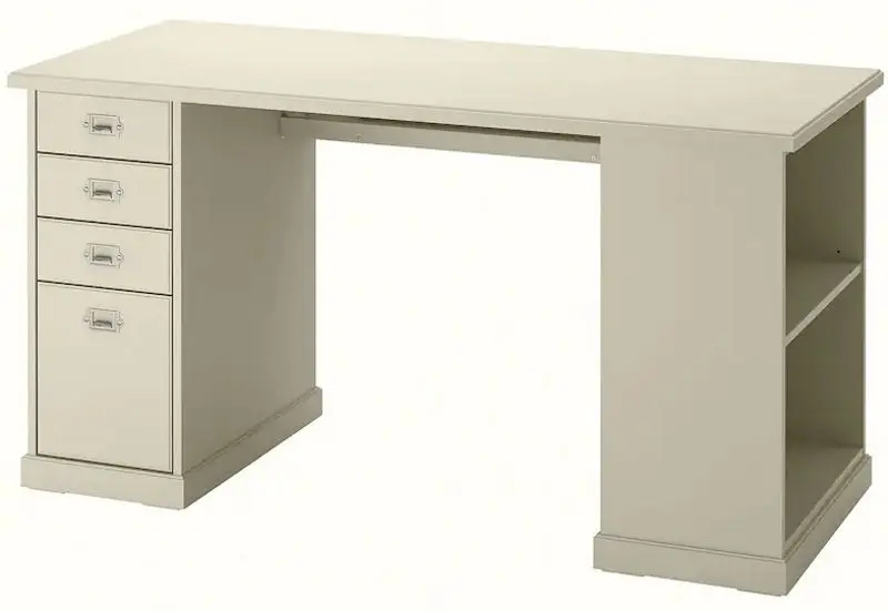 Комплект офисной мебели Ikea Vebjorn/Mullfjallet/Billy/Oxberg (Бежевый/Серый/Белый)