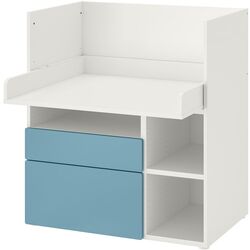 Masa de infasat Ikea Smastad 2 sertare 90x79x100 (Alb/Albastru) Thumb