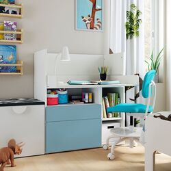 Masa de infasat Ikea Smastad 2 sertare 90x79x100 (Alb/Albastru) Thumb