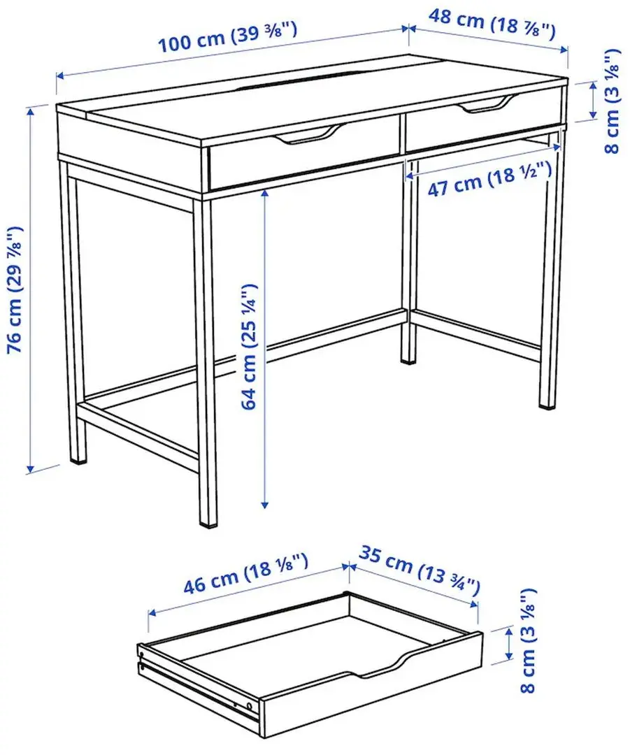 Masa de birou Ikea Alex 100x48 (Gri-turcoaz)