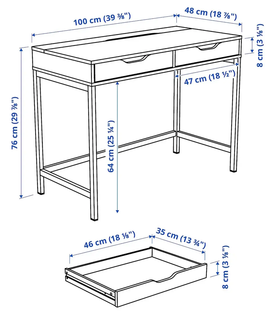 Письменный стол Ikea Alex 100x48 (Темно-серый)
