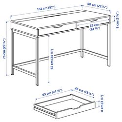 Письменный стол Ikea Alex 132x58 (Белая Морилка/Под Дуб) Thumb