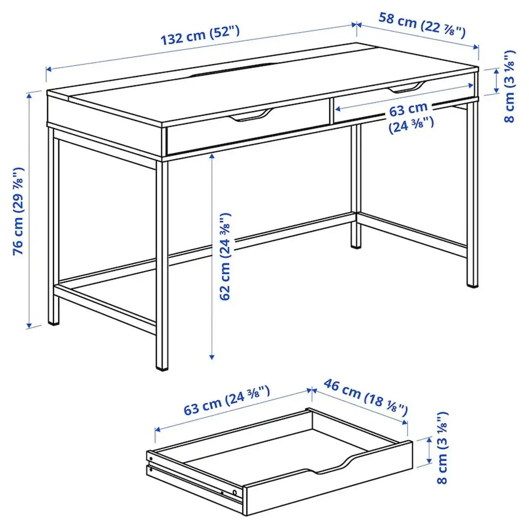 Письменный стол Ikea Alex 132x58 (Белая Морилка/Под Дуб)