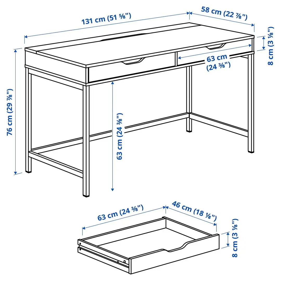Masa de birou Ikea Alex 132x58 (Gri-turcoaz)