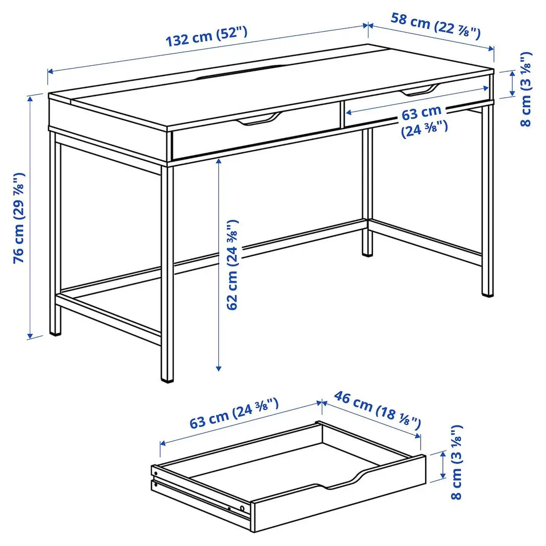 Masa de birou Ikea Alex 132x58 (Gri inchis)
