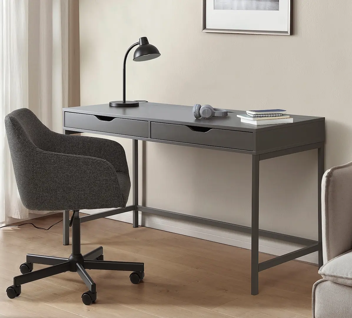 Masa de birou Ikea Alex 132x58 (Gri inchis)