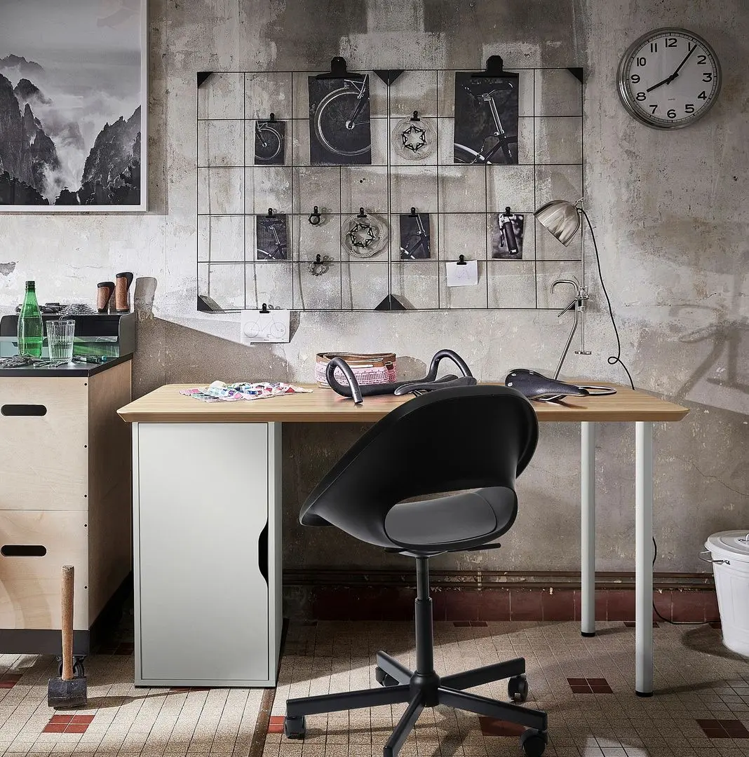 Masa de birou Ikea Anfallare/Alex 140x65 (Bambus/Alb)