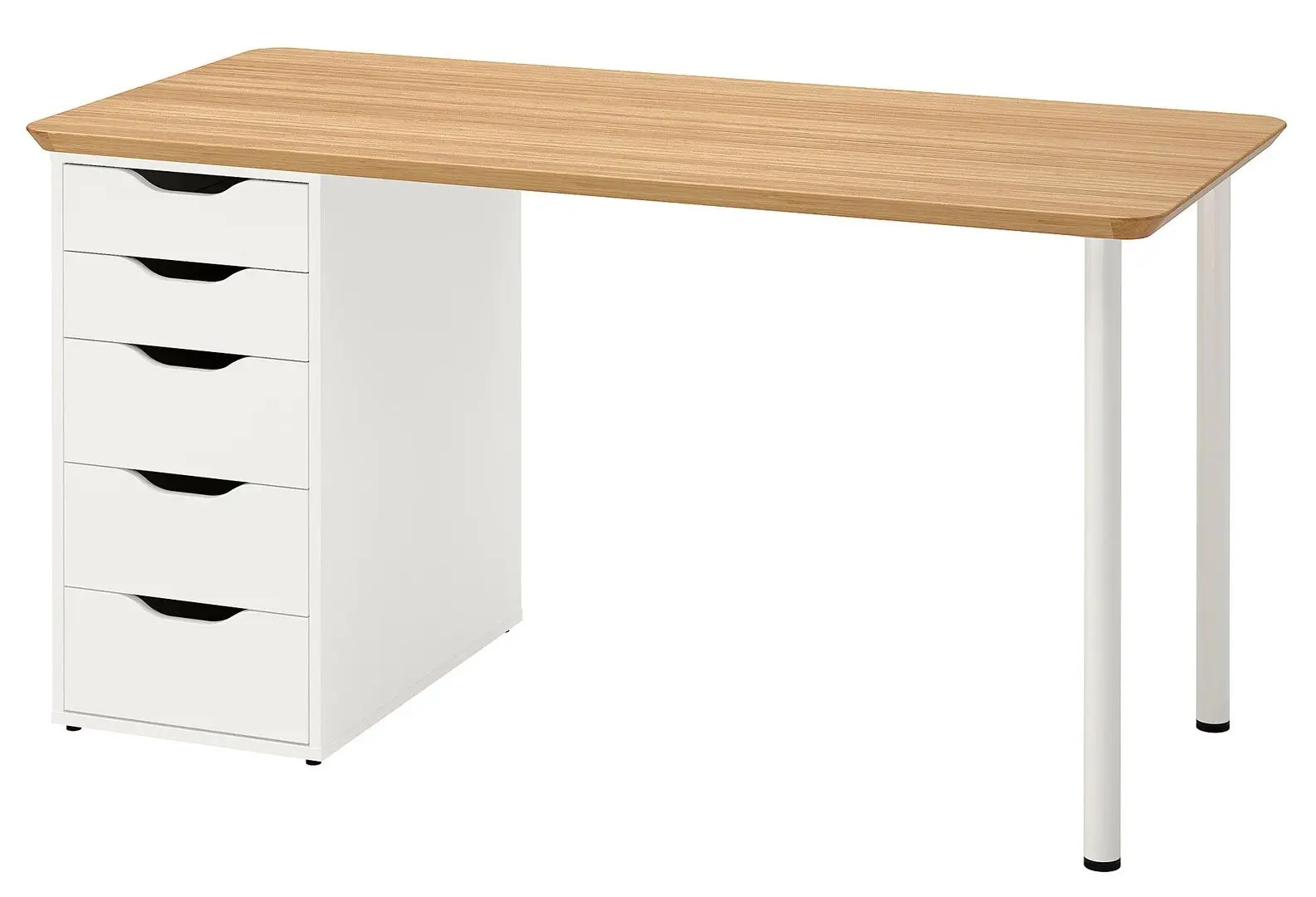 Masa de birou Ikea Anfallare/Alex 140x65 (Bambus/Alb)