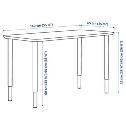 Masa de birou Ikea Anfallare/Olov 140x65 (Bambus/Alb) Thumb