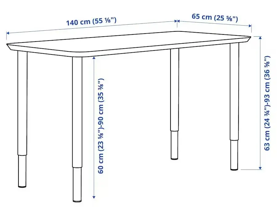 Masa de birou Ikea Anfallare/Olov 140x65 (Bambus/Alb)