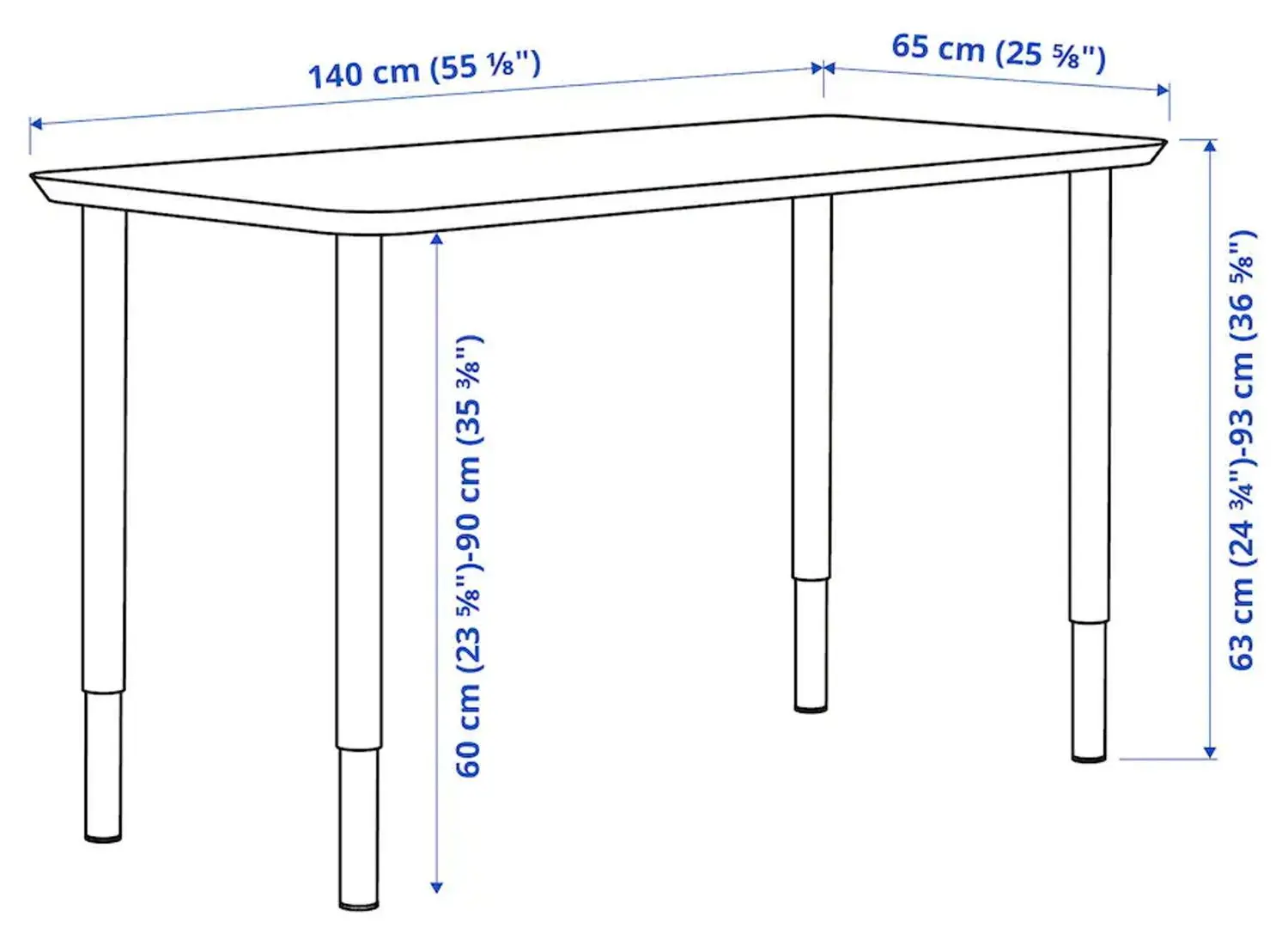 Masa de birou Ikea Anfallare/Olov 140x65 (Bambus/Negru)