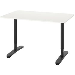 Masa de birou Ikea Bekant 120x80 (Alb/Negru) Thumb
