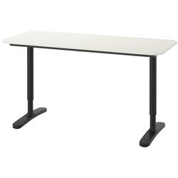 Masa de birou Ikea Bekant 140x60 (Alb/Negru) Thumb