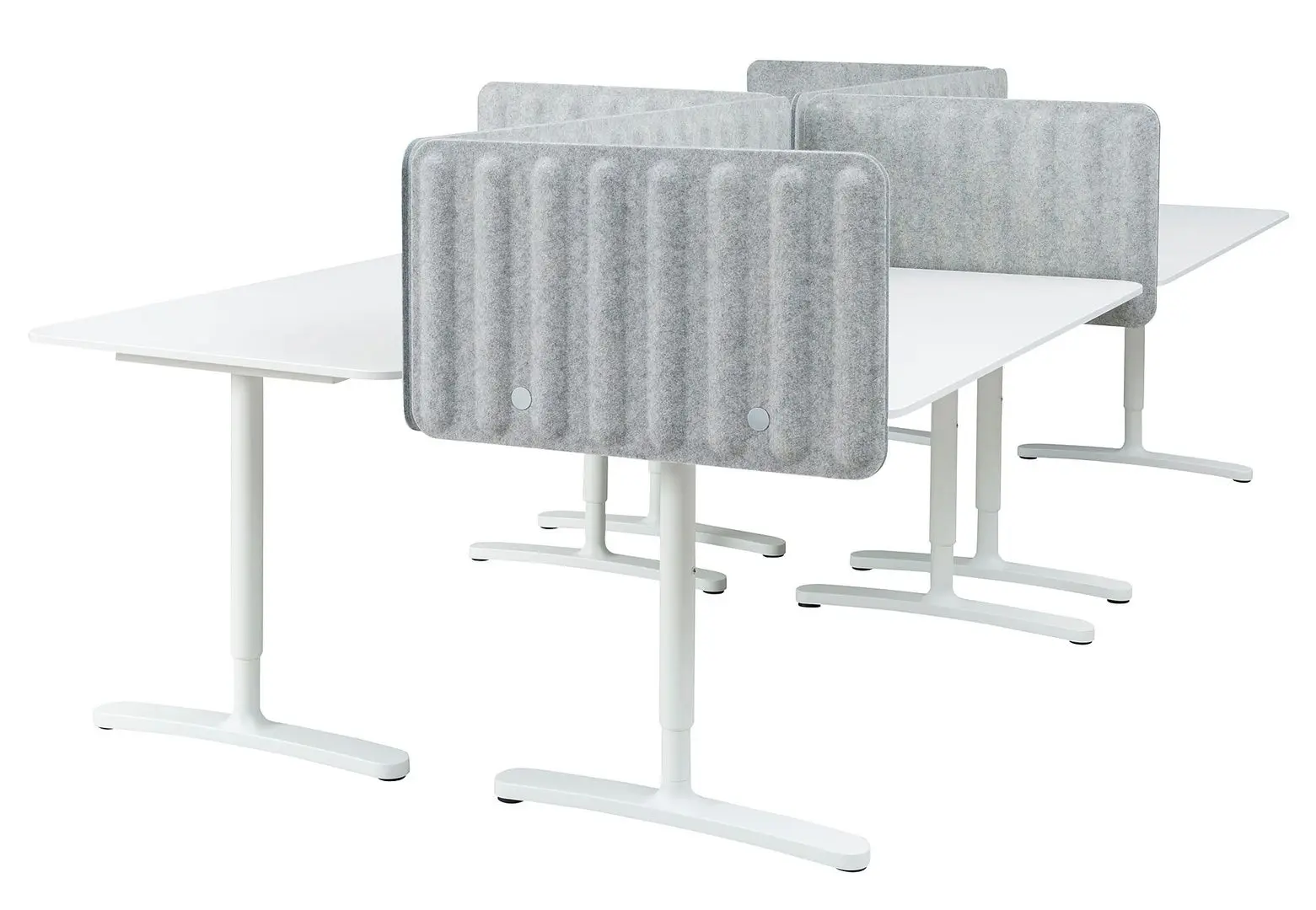 Masa de birou Ikea Bekant 6 paravane 320x160 48cm (Alb/Gri)