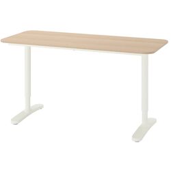 Masa de birou Ikea Bekant furnir stejar alb 140x60 (Alb) Thumb