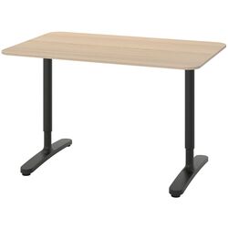 Masa de birou Ikea Bekant furnir stejar alb 140x60 (Negru) Thumb