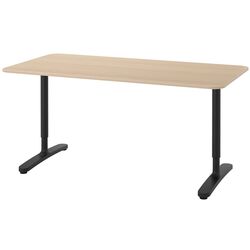 Masa de birou Ikea Bekant furnir stejar alb 160x80 (Negru) Thumb