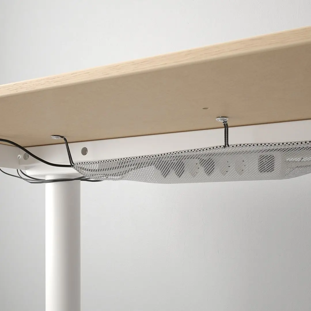 Masa de birou Ikea Bekant electro/furnir stejar 120x80 (Alb) - 3