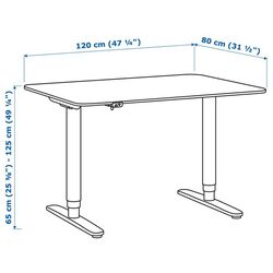 Masa de birou Ikea Bekant electro/furnir stejar 120x80 (Alb) Thumb