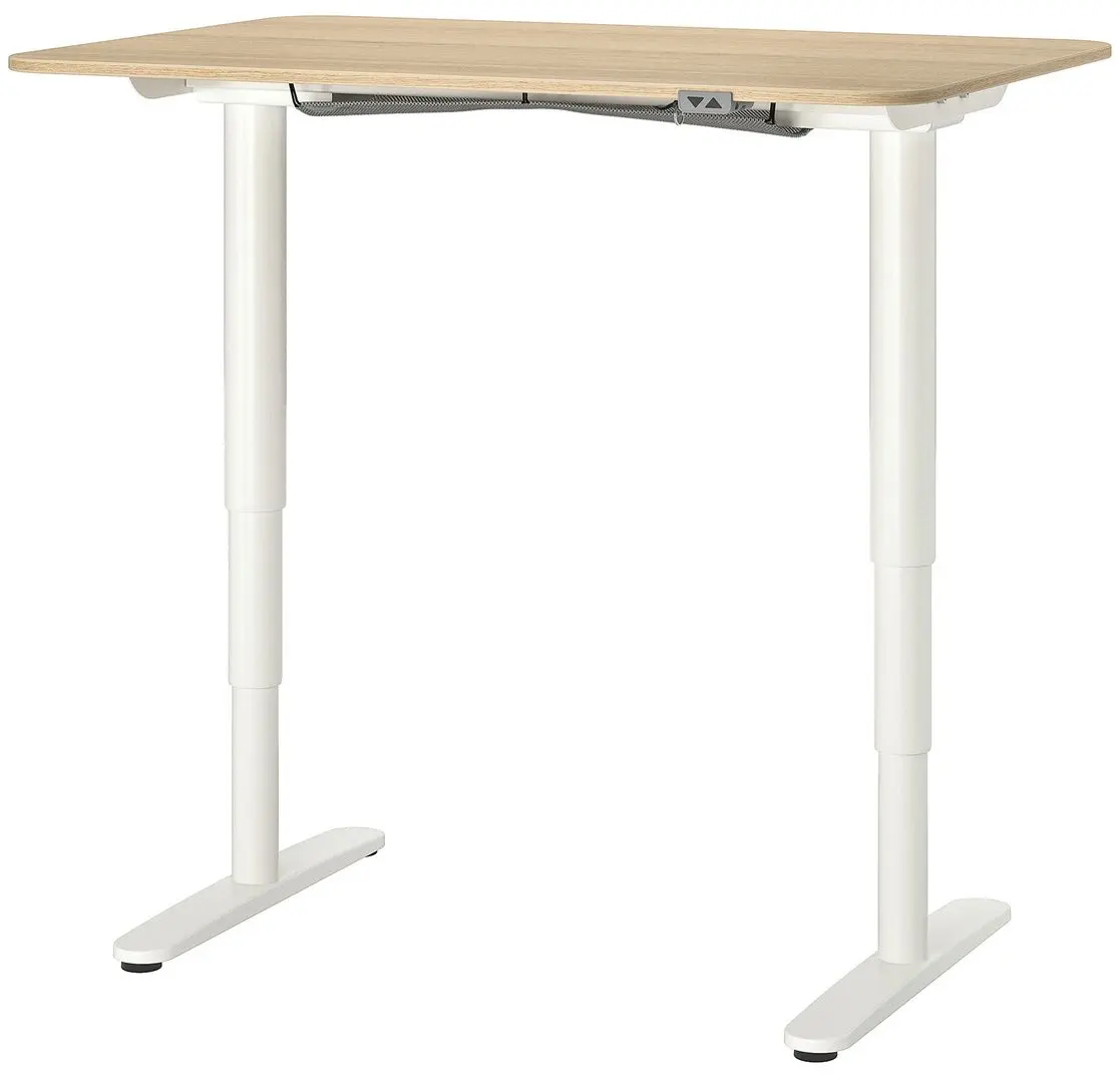 Masa de birou Ikea Bekant electro/furnir stejar 120x80 (Alb)