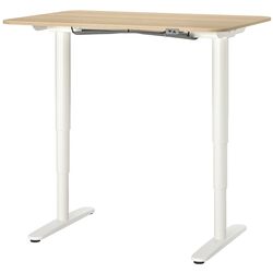 Masa de birou Ikea Bekant electro/furnir stejar 160x80 (Alb) Thumb